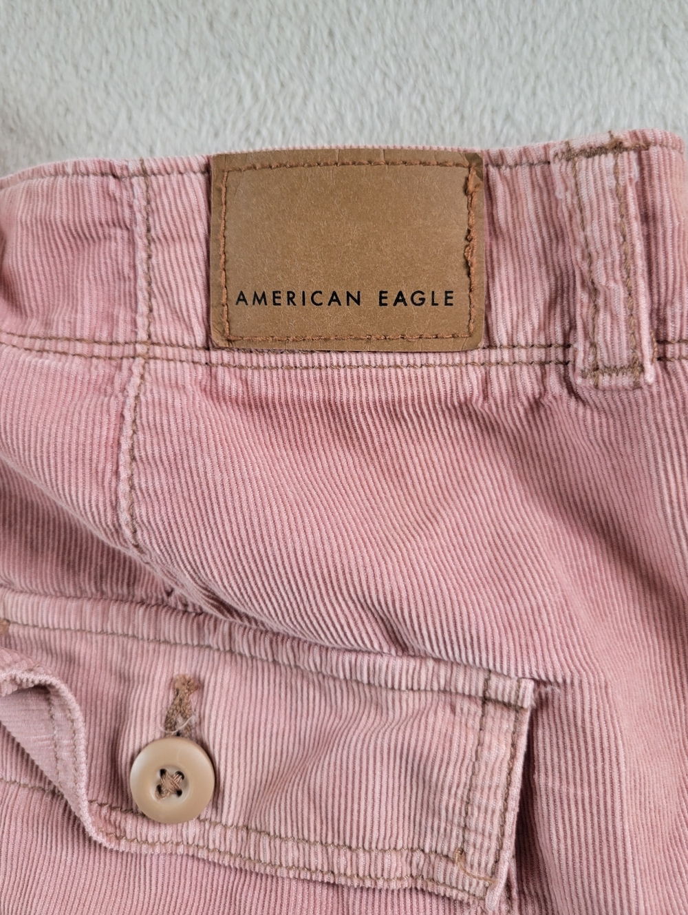 American Eagle Outfitters High Waist Denim Blue & Pink Cargo Shorts - Picture 9 of 16
